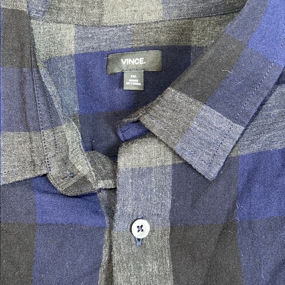 👔NEW VINCE MENS PLAID BUTTON UP LONG SLEEVE SHIRT 100% COTTON SIZE XXL - Picture 9 of 10